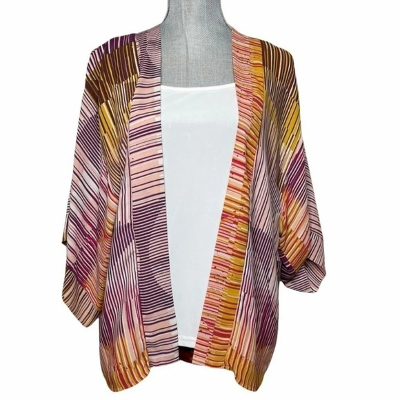 CAbi striped Mon Ami kimono lined geo artsy craftcore relaxed fit open sz medium - Picture 4 of 14